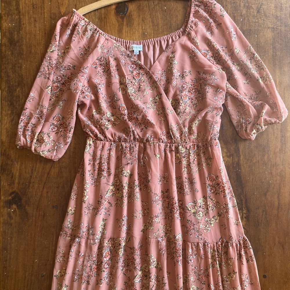 Luxology Pink Floral Maxi Dress